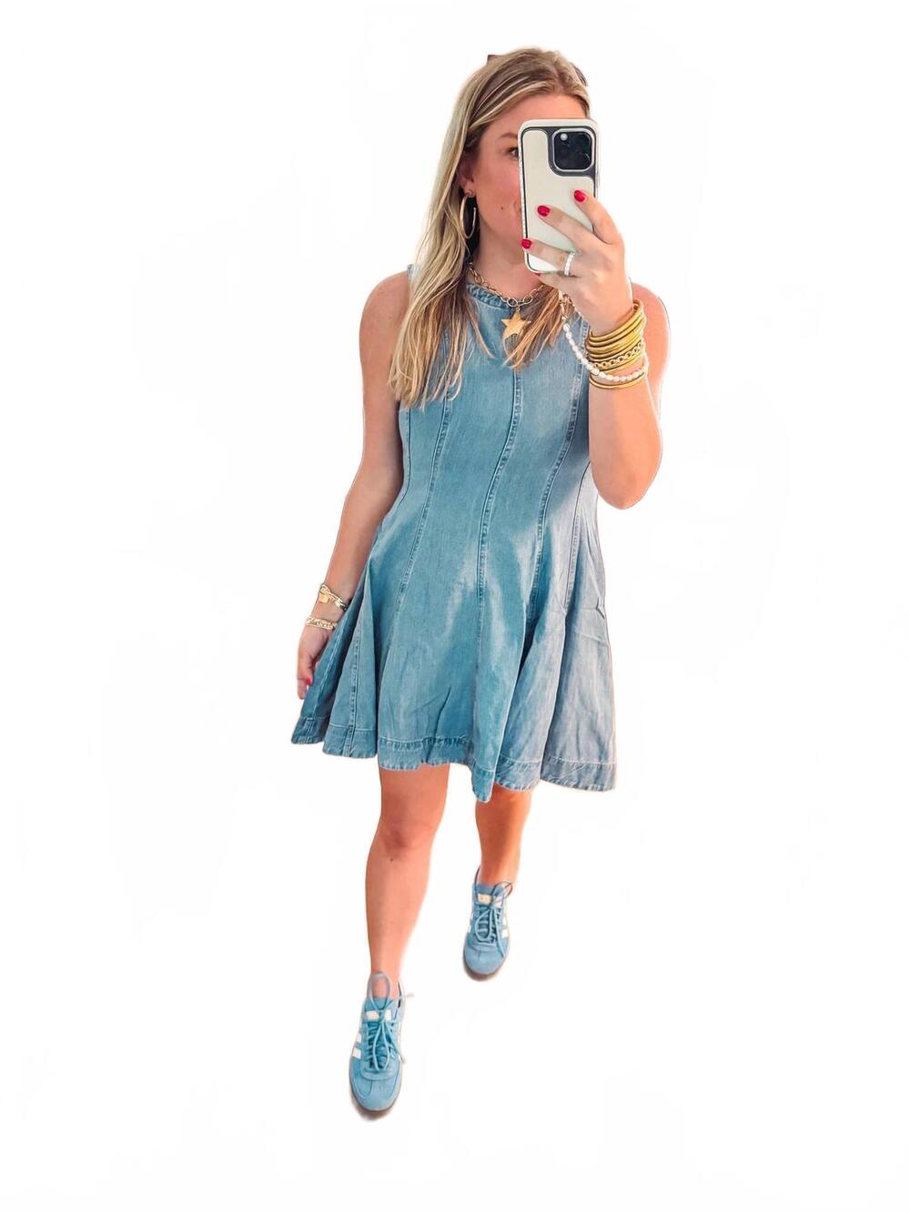 NEW BY TOGETHER women's the harper denim dress in blue